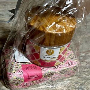 New Soap & Paper Sakura Blossom scrub & soap set, and  Okanen peach lotion